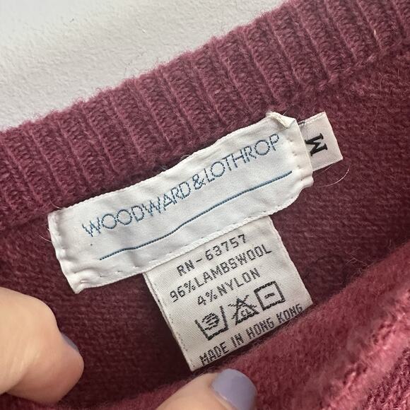 Woodward Lothrop Sweater Dress M Lambswool Double V Belted Knit Vintage Berry - Picture 5 of 8